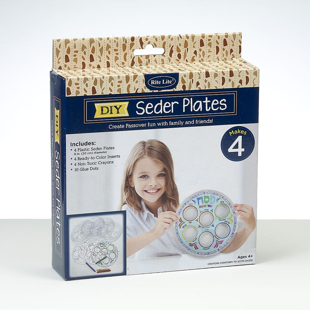 Plastic Seder Plates 8" Do It Yourself Kit 4 Pack The Judaica Place